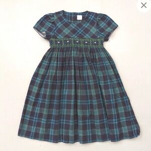 Edgehill Collection Navy and Teal Plaid Kids Dress